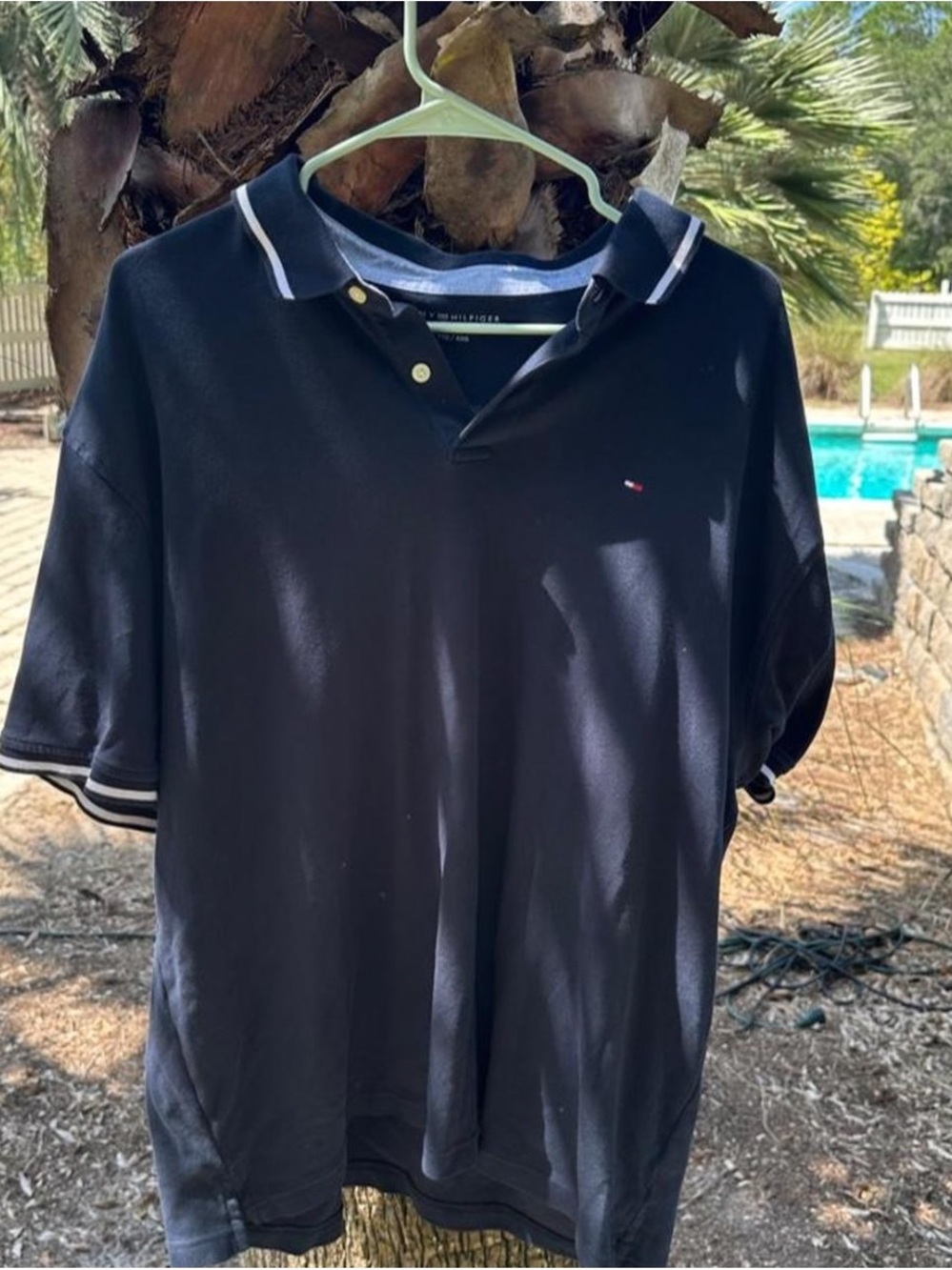 Tommy Hilfiger Men's Black Polo with White Trim